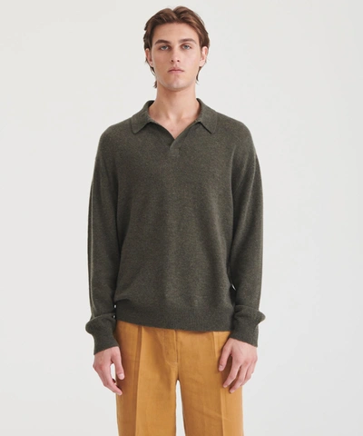 Naadam Lightweight Cashmere Relaxed Polo In Olive