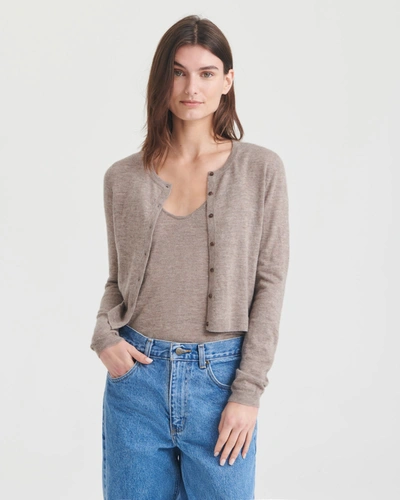 Naadam Fancy Cashmere Cropped Cardigan In Timber