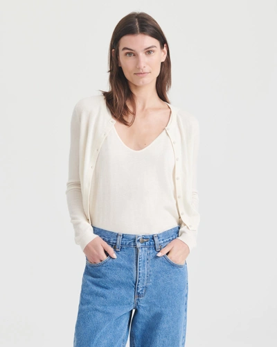 Naadam Fancy Cashmere Cropped Cardigan In White