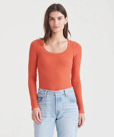 Naadam Ribbed Modal Cashmere Scoop Neck Top In Sienna
