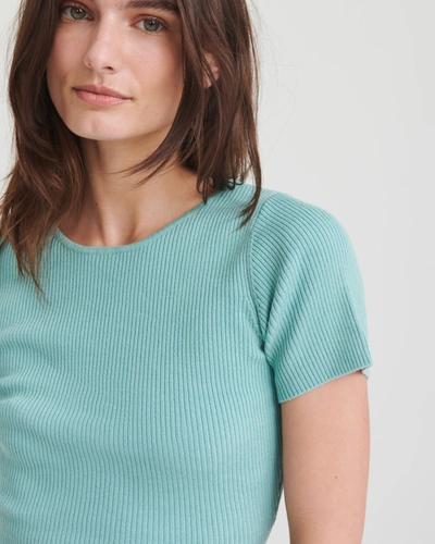 Naadam Wool Silk Reversible Twist Top In Aqua