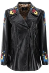 ETRO ETRO JACKET IN PATENT FAUX LEATHER WITH FLORAL EMBROIDERIES WOMEN