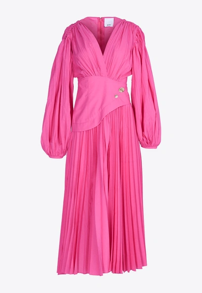 Acler Brooke Pleated Mid Dress In Fuchsia