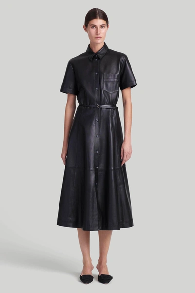 Altuzarra Kieran Leather Shirt Dress In Black