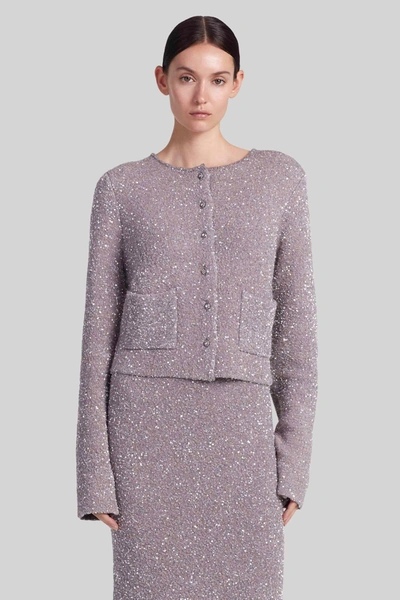 Altuzarra Welles Sparkle Knit Sweater With Buttons In Truffle