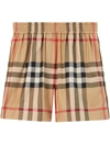 Burberry Tawney Check Mulberry Silk Bermuda Shorts In Brown