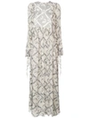 CHLOÉ CHLOÉ FLORAL PRINT FLARED MAXI DRESS - GREY,17ARO2117A31412199471