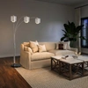 NOVA OF CALIFORNIA MARILYN 90" 3 LIGHT ARC LAMP IN POLISHED CHROME AND MYLAR/CRYSTAL SHADES WITH ROTARY SWITCH