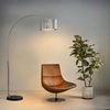 Nova Of California Marilyn 90" 1 Light Arc Lamp In Polished Chrome/mylar And Crystal Shade With Rotary Switch