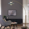 Nova Of California Palm Springs 83" 1 Light Arc Lamp In Weathered Brass And Bluetone Shade With Dimmer Switch