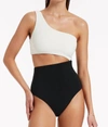 JETS VERSA RIB ONE SHOULDER ONE PIECE IN BLACK/CREAM