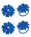 Vibhsa Blue Floral Set Of 4 Napkin Rings