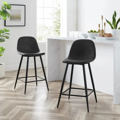 Crosley Weston 2pc Counter Stool Set Distressed  In Black