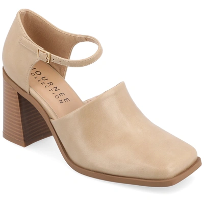 Journee Collection Women's Bobby Block Heel Square Toe Pumps In Tan