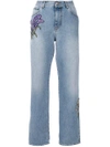 ALEXANDER MCQUEEN 花卉刺绣直筒牛仔裤,484004QJM0212206387