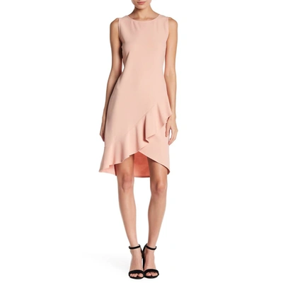 Bebe Crepe Ruffle Hem Dress In Blush In Gold