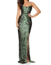 Nookie Confetti Gown In Emerald In Gold