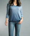 Tempo Paris Long Sleeve Basic Tee In Wine In Blue