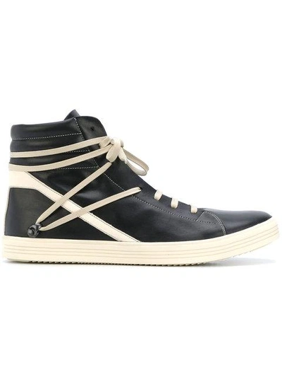 Rick Owens Black And Off-white Geothrasher High Sneakers In Black