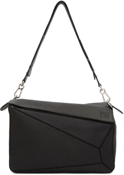 Loewe Puzzle Large Leather Bag In Black