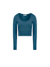 Pangaia Women's Plant-stretch Long Sleeve Cropped Top — Storm Blue In Storm Blue