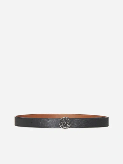 Tory Burch Miller Reversible Leather High Belt In Black,tan