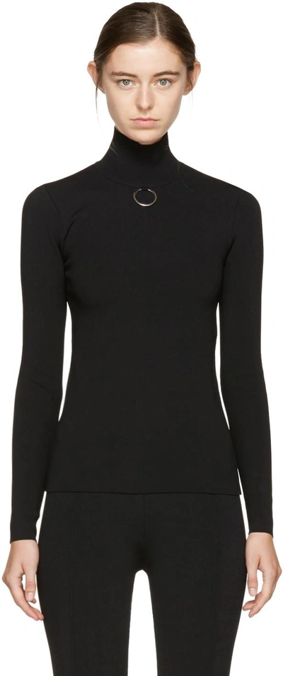 Stella Mccartney Embellished Stretch-knit Turtleneck Sweater In Black