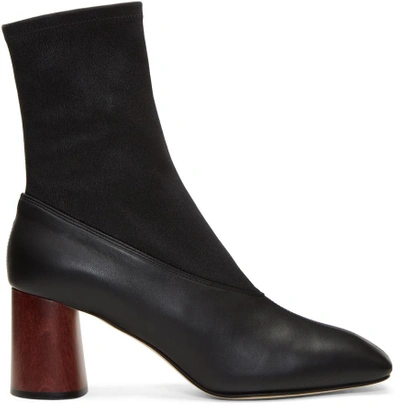 Helmut Lang Black Leather Sock Boots In 001 Black