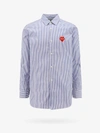 Comme Des Garçons Play Broad-striped Heart-embroidered Shirt In Blue
