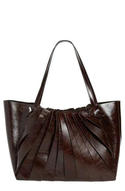 Coperni Cabas Petal Leather Shoulder Bag In Brown