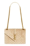 Saint Laurent Medium Envelope Chain Shoulder Bag In Matt Gold