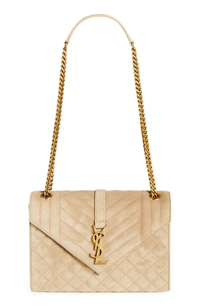 Saint Laurent Medium Envelope Chain Shoulder Bag In Matt Gold