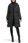 Kenneth Cole New York Memory 3/4 Length Puffer Jacket In Black