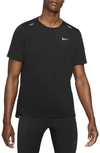 Nike Men's Rise 365 Dri-fit Short-sleeve Running Top In Black/reflective Silver