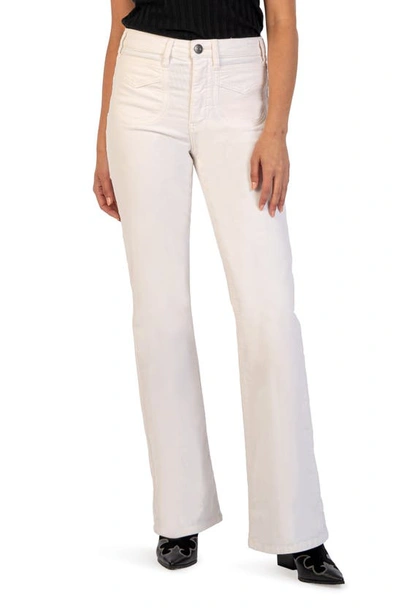 Kut From The Kloth Ana Patch Pocket High Waist Flare Corduroy Pants In Pearl