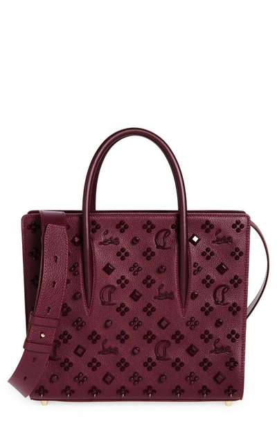 Christian Louboutin Medium Paloma Studded Leather Satchel In Merlot