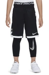 Nike Kids' Big Boys Pro Warm Dri-fit Logo-print Tights In Black