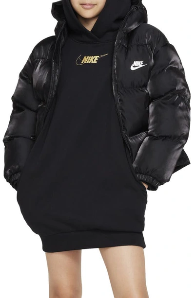 Nike Sportswear Club Fleece Big Kids' (girls') Hoodie Dress In Black