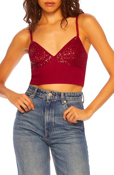 Susana Monaco Stretch Sequin Rib Bralette In Berries