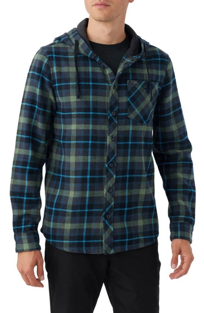 O'neill Clayton Plaid Hooded Button-up Shirt In Graphite