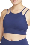 Nike Women's Indy Strappy Light-support Padded Ribbed Longline Sports Bra In Blue