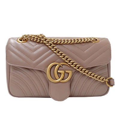 Gucci Gg Marmont Pink Leather Shoulder Bag ()