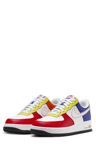 Nike Air Force 1 '07 Lv8 Sneaker In Red/ Deep Royal Blue/ Yellow