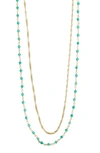 ARGENTO VIVO STERLING SILVER GREEN ONYX LAYERED CHAIN NECKLACE