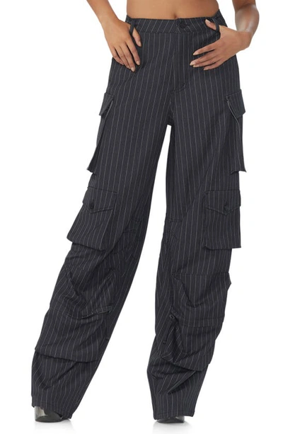 Afrm Parker Cargo Trouser In Charcoal White Pinstripe
