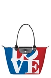 LONGCHAMP X ROBERT INDIANA MEDIUM LE PLIAGE RECYCLED POLYESTER CANVAS TOTE BAG