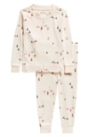 FIRSTS BY PETIT LEM POND SKATING PRINT FITTED COTTON TWO-PIECE PAJAMAS