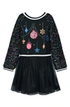 TRULY ME KIDS' ORNAMENT LONG SLEEVE DRESS