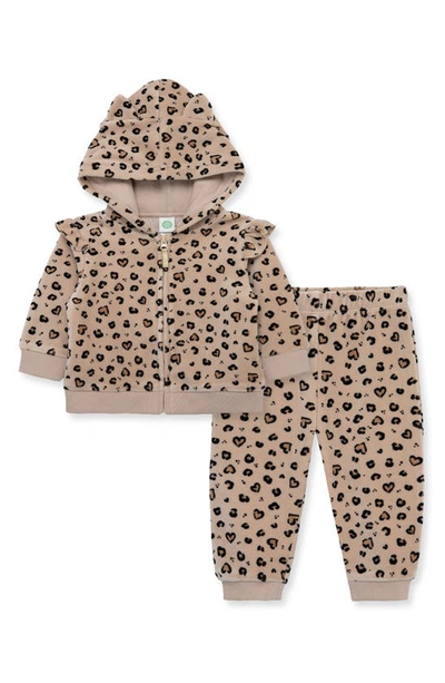 Little Me Baby Girls Leopard Hoodie And Pant, 2 Piece Set In Tan