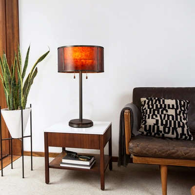 Nova Of California Layers 25" Natural Mica Table Lamp In Charcoal Gray And Gunmetal With Dual Pull Chain Switch
